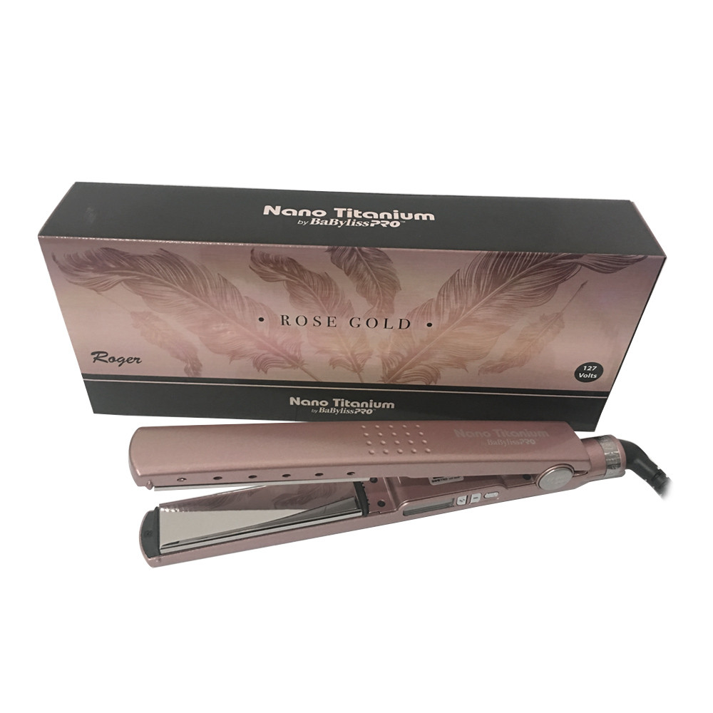 Prancha Nano Titanium By Roger Rose Gold 1+1/4  Babyliss Pro